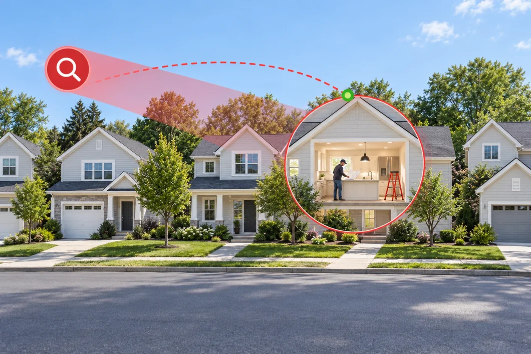 Animated neighborhood targeting one HVAC services project
